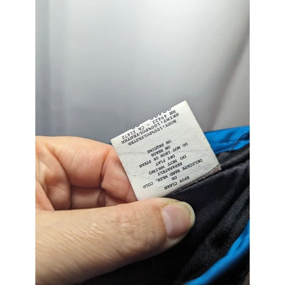 jessica mcclintock for gunne sax dress Blue/Black Strapless Size 3 - Picture 8 of 16